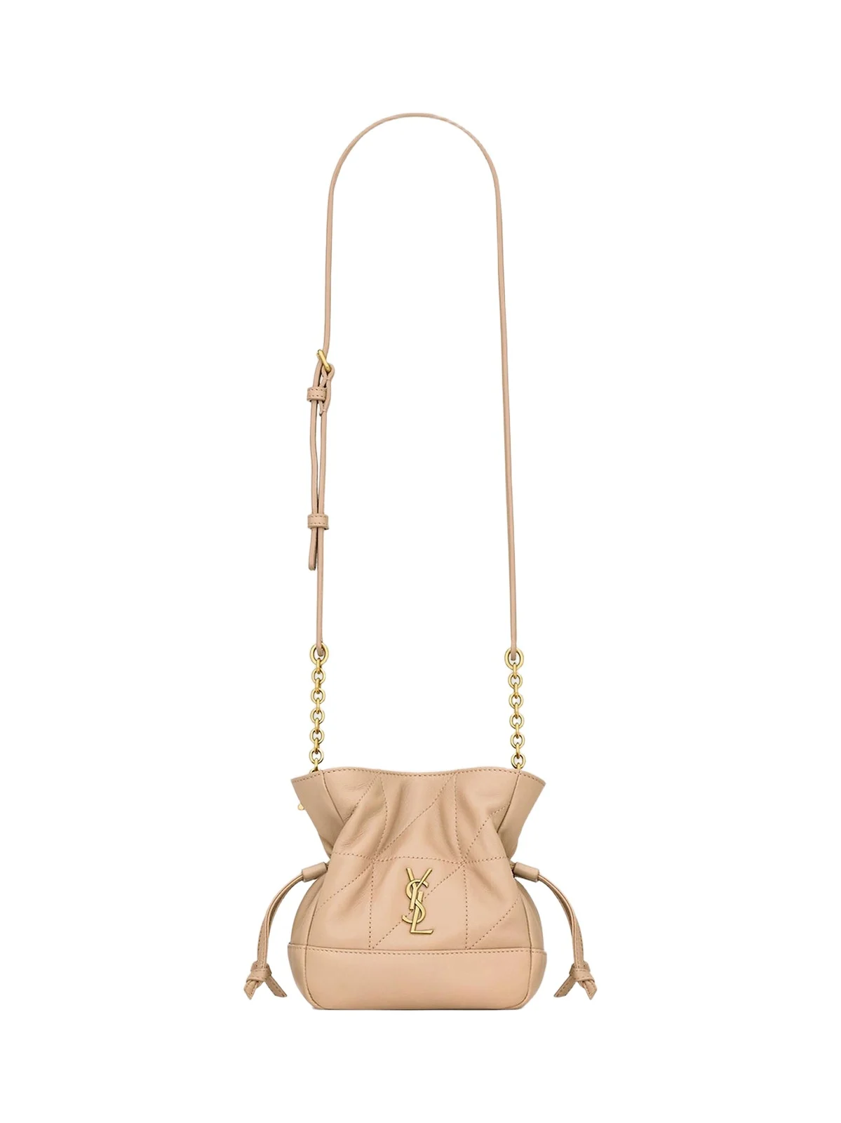 Women's Jamie Mini Shoulder Pouch in Lambskin - Clear Beige
