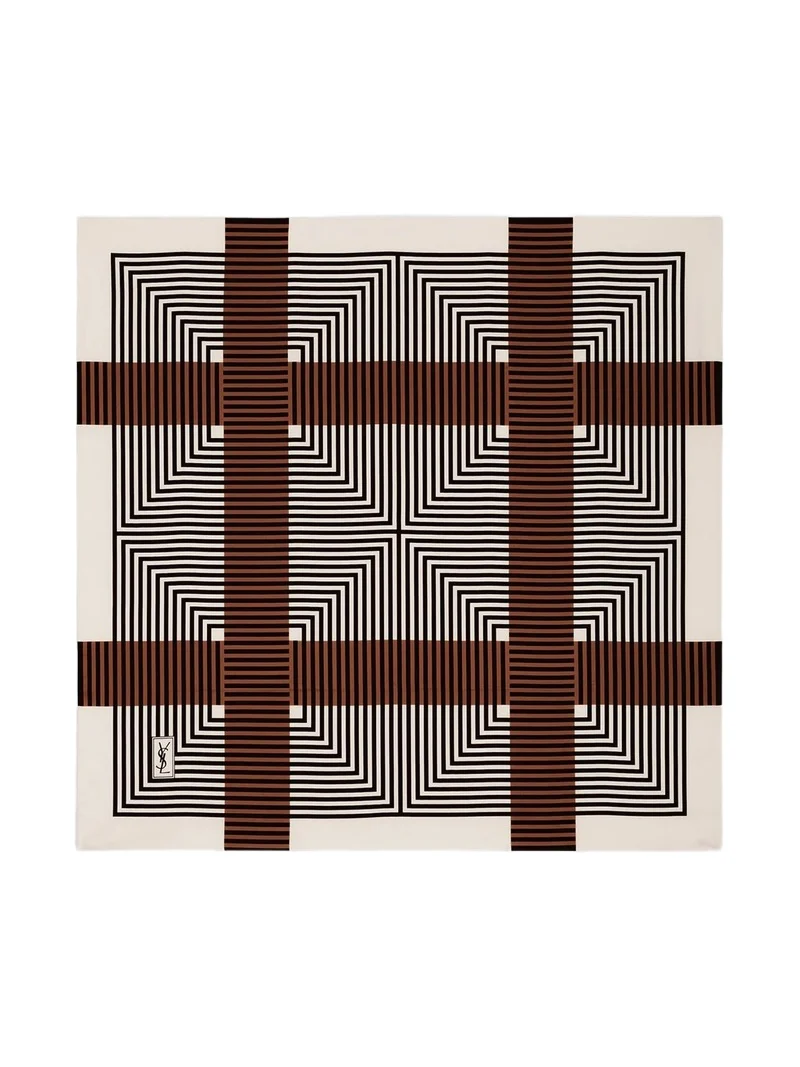 Saint Laurent Women's Square Scarf in Silk Twill - Ivory Red