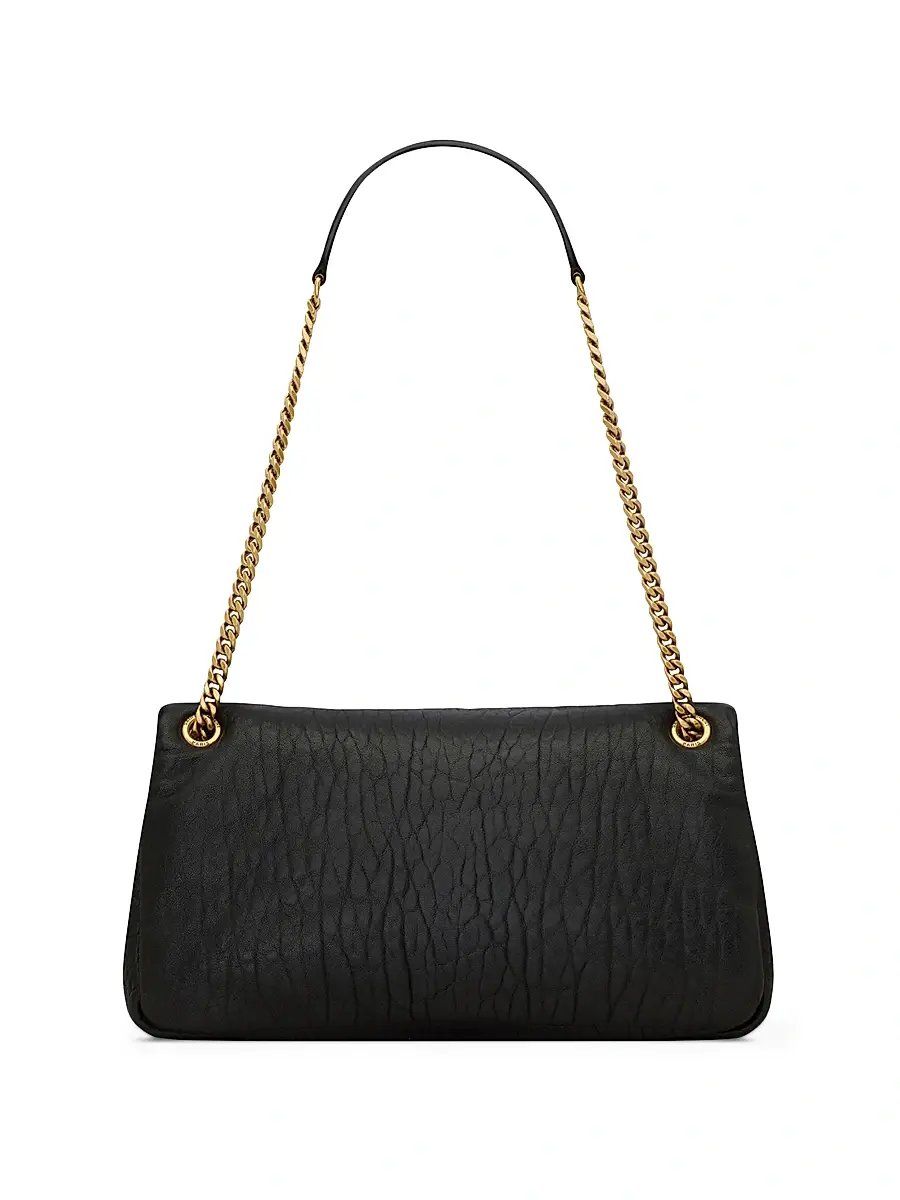Saint Laurent Women's Calypso Shoulder Bag in Grained Lambskin - Black | Thumbnail 6 Saint Laurent Women's Calypso Shoulder Bag in Grained Lambskin - Black | Thumbnail 6