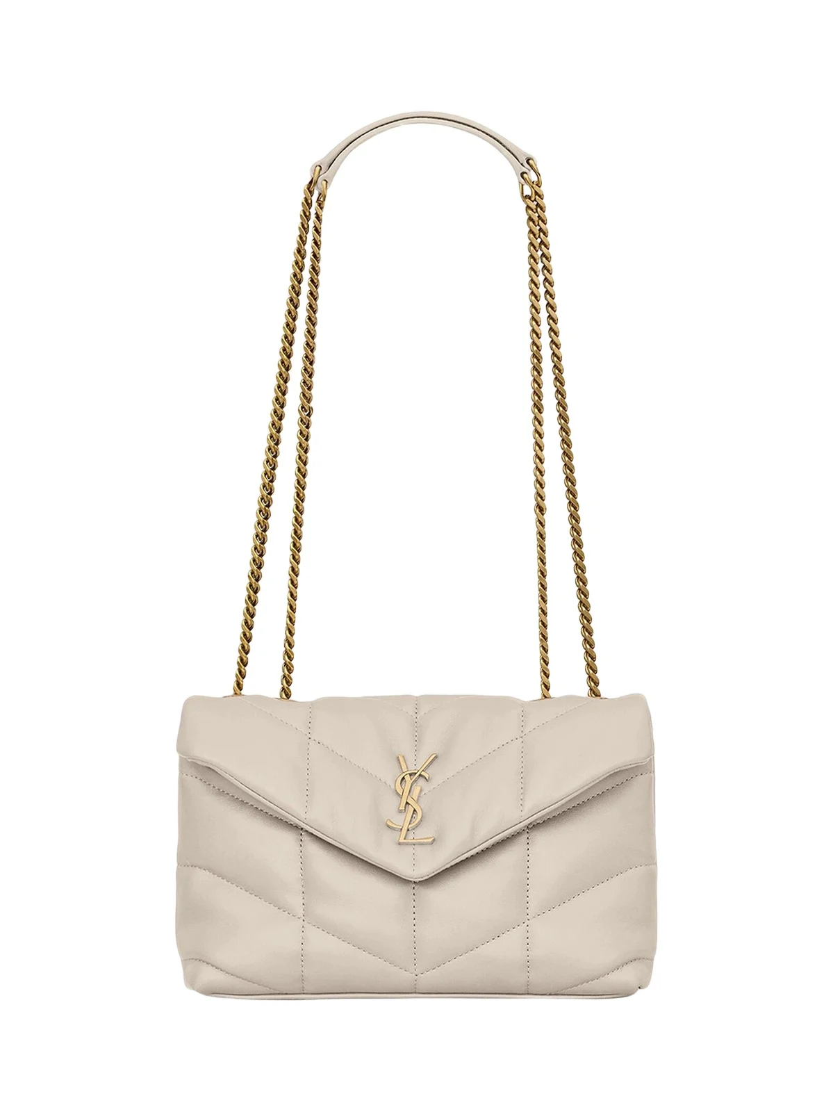 Saint Laurent Women's Puffer Toy Shoulder Bag in Quilted Lambskin - Blanc Vintage