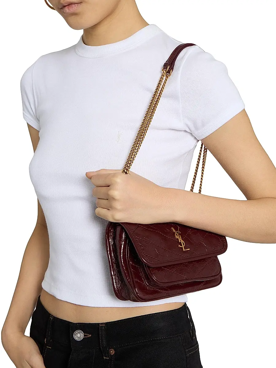 Saint Laurent Women's Niki Mini Bag in Vintage Leather - Rouge Cabernet | Thumbnail 2 Saint Laurent Women's Niki Mini Bag in Vintage Leather - Rouge Cabernet | Thumbnail 2
