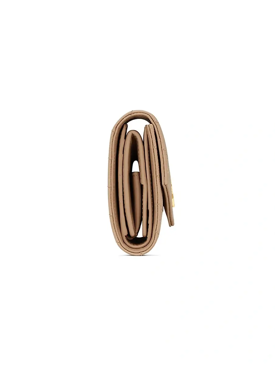 Saint Laurent Women's Cassandre Matelassé Multi-Fold Wallet in Leather - Dark Beige | Thumbnail 3 Saint Laurent Women's Cassandre Matelassé Multi-Fold Wallet in Leather - Dark Beige | Thumbnail 3