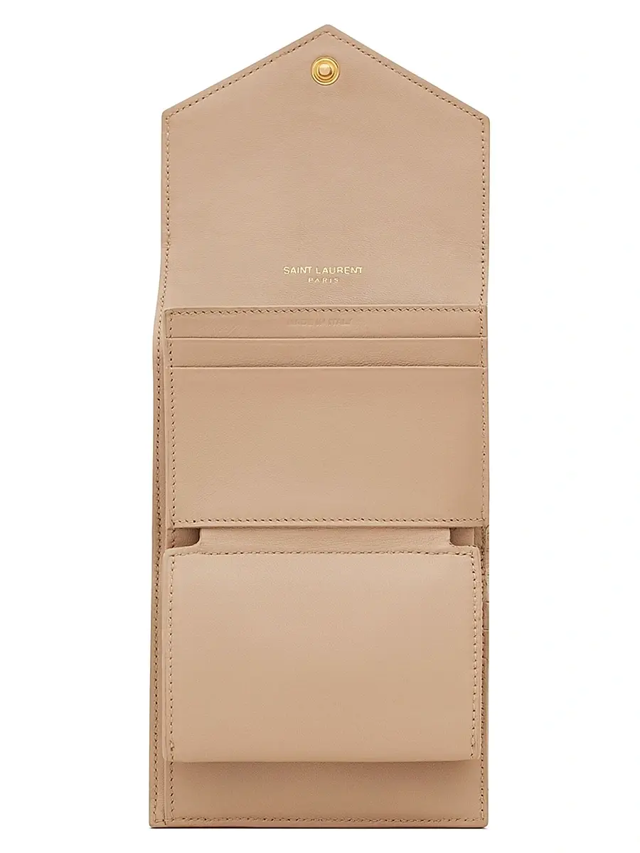 Saint Laurent Women's Cassandre Matelassé Multi-Fold Wallet in Leather - Dark Beige | Thumbnail 4 Saint Laurent Women's Cassandre Matelassé Multi-Fold Wallet in Leather - Dark Beige | Thumbnail 4