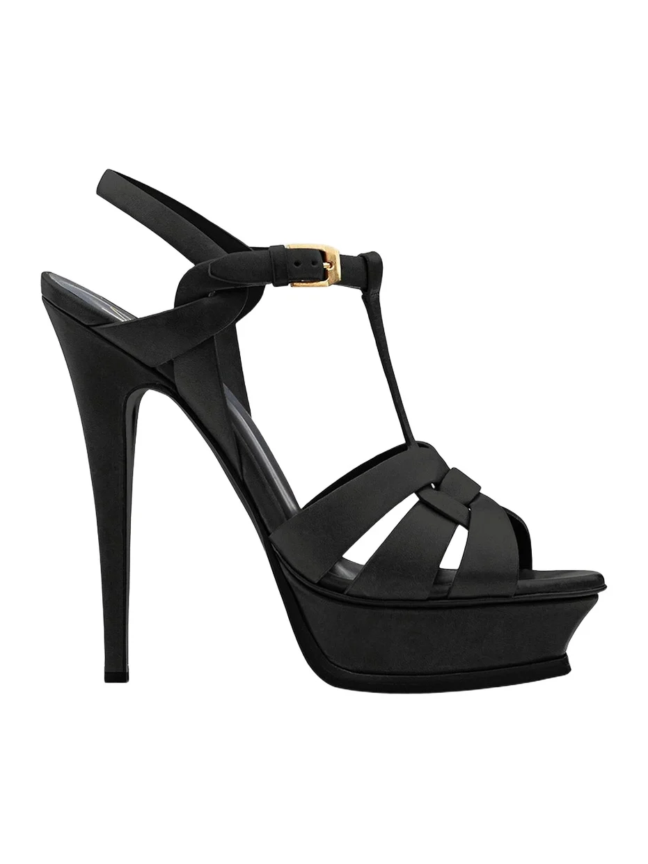 Women's Tribute Platform Sandals in Smooth Leather - Black