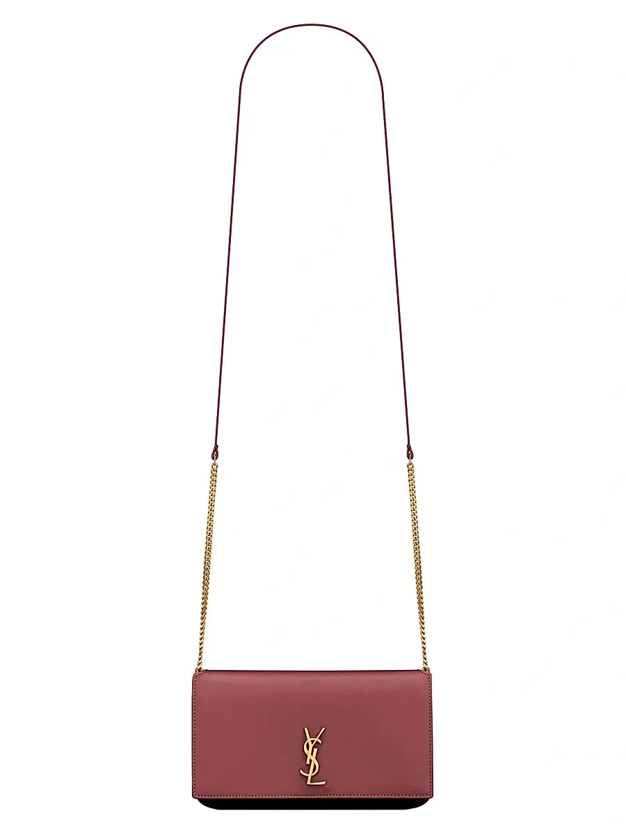 Saint Laurent Women's Cassandre Phone Holder with Strap in Smooth Leather | Image 1 Saint Laurent Women's Cassandre Phone Holder with Strap in Smooth Leather | Image 1