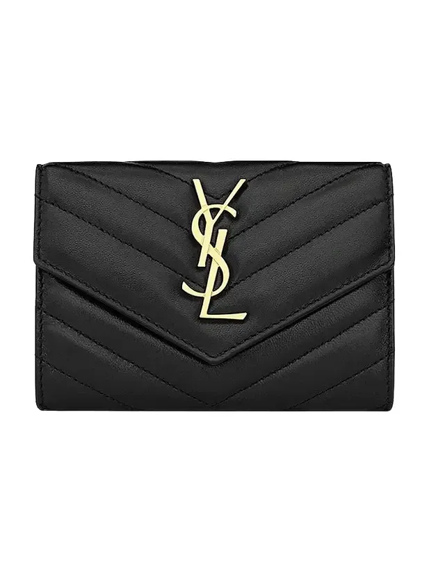 Saint Laurent Women's Cassandre Matelassé Small Envelope Wallet in Lambskin - Nero