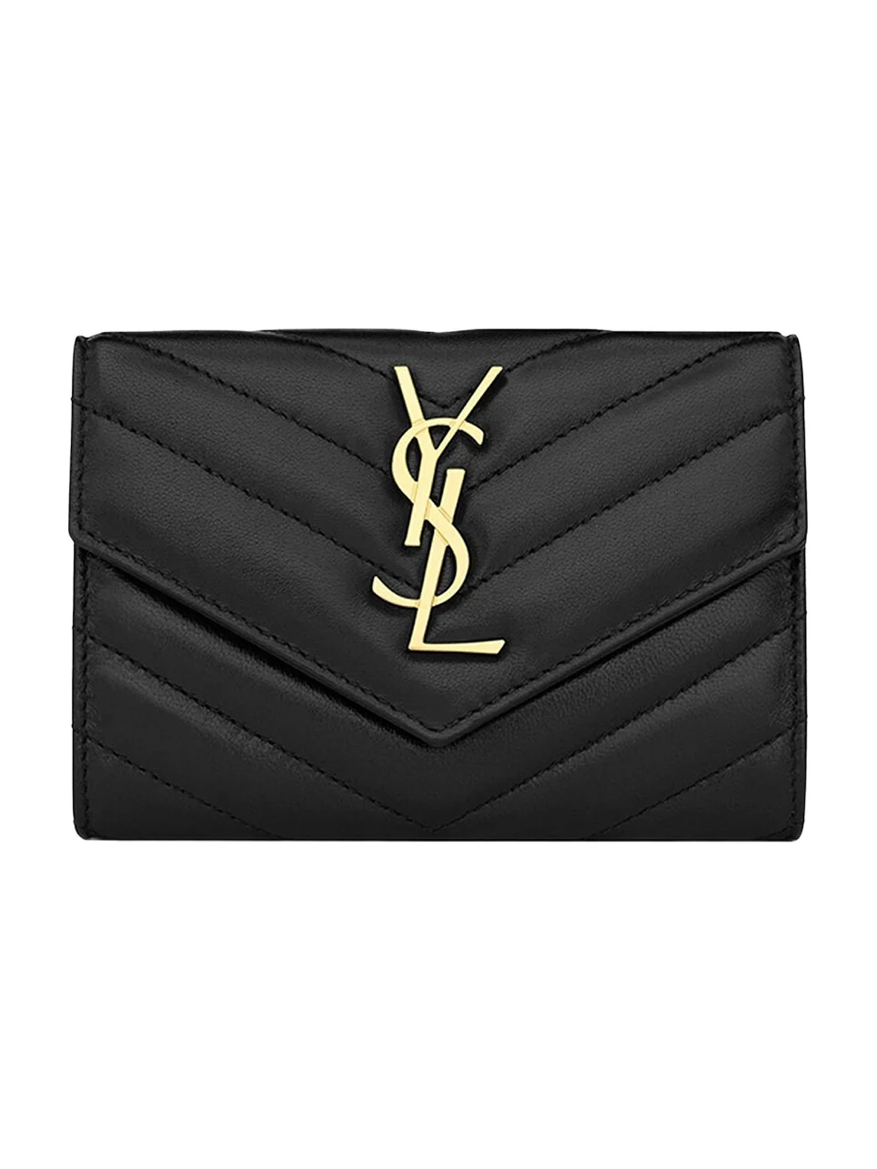 Saint Laurent Women's Cassandre Matelassé Small Envelope Wallet in Lambskin - Nero
