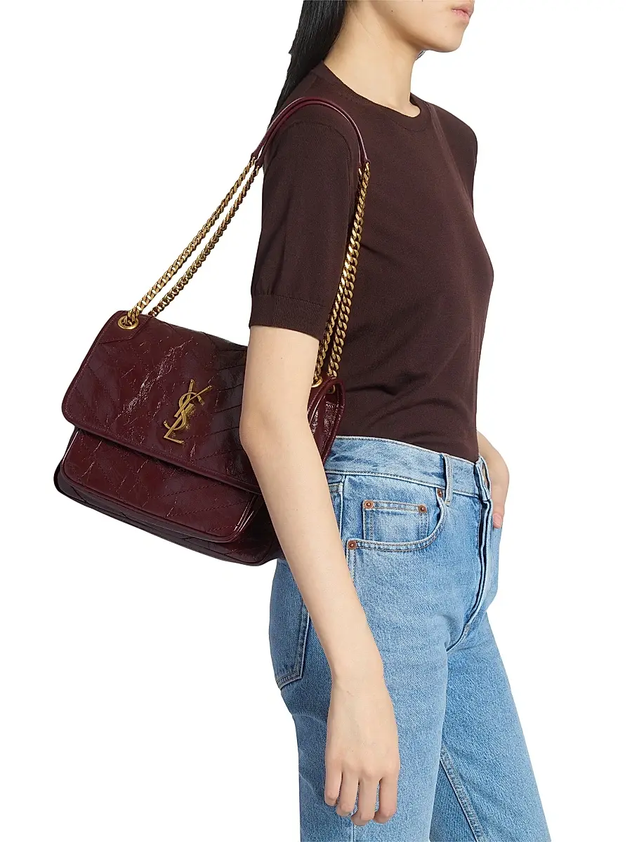 Saint Laurent Women's Niki Medium Shoulder Bag in Vintage Leather - Rouge Cabernet | Thumbnail 3 Saint Laurent Women's Niki Medium Shoulder Bag in Vintage Leather - Rouge Cabernet | Thumbnail 3
