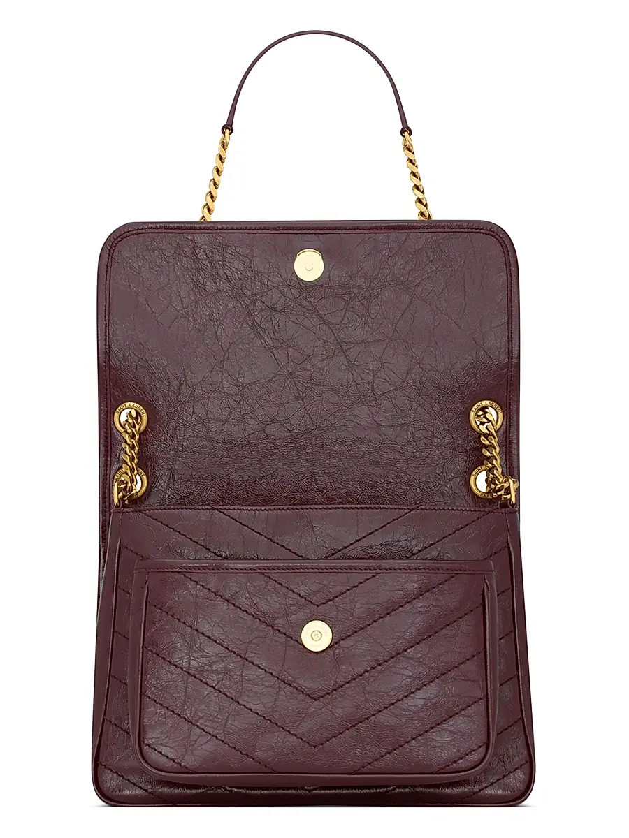 Saint Laurent Women's Niki Medium Shoulder Bag in Vintage Leather - Rouge Cabernet | Thumbnail 4 Saint Laurent Women's Niki Medium Shoulder Bag in Vintage Leather - Rouge Cabernet | Thumbnail 4