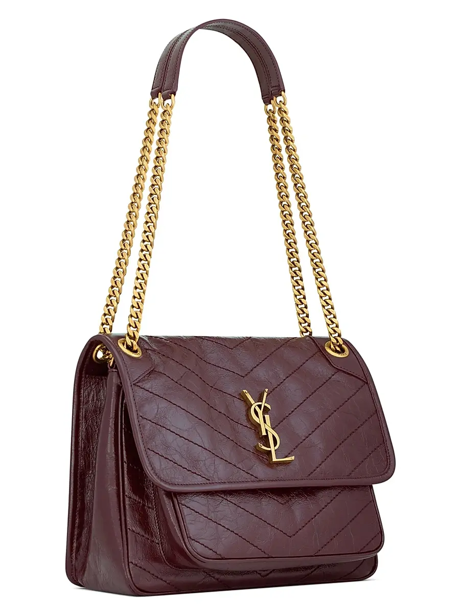 Saint Laurent Women's Niki Medium Shoulder Bag in Vintage Leather - Rouge Cabernet | Thumbnail 6 Saint Laurent Women's Niki Medium Shoulder Bag in Vintage Leather - Rouge Cabernet | Thumbnail 6