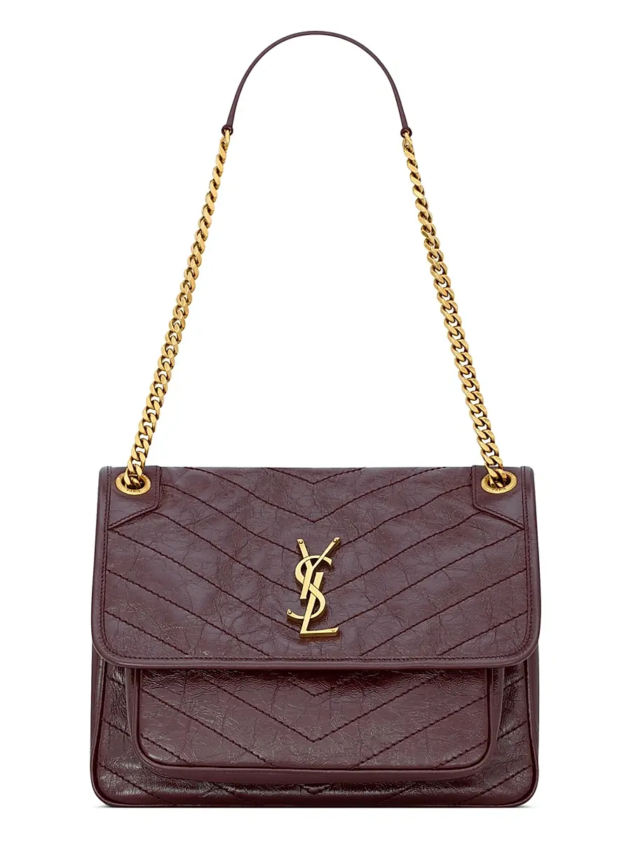 Women's Niki Medium Shoulder Bag in Vintage Leather - Rouge Cabernet Women's Niki Medium Shoulder Bag in Vintage Leather - Rouge Cabernet