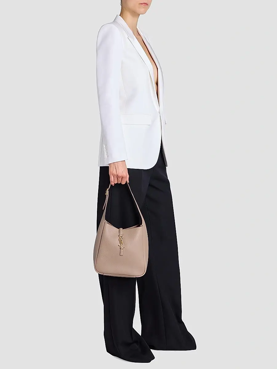 Saint Laurent Women's Le 5 à 7 Supple Small Shoulder Bag in Grained Leather - Dusty Grey | Thumbnail 2