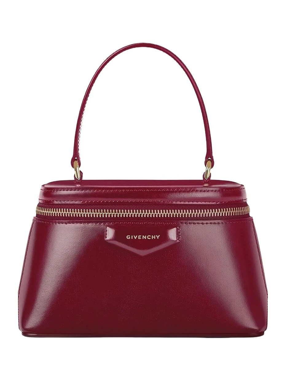 Women's Antigona Vanity Bag in Box Leather with Chain - Burgundy Women's Antigona Vanity Bag in Box Leather with Chain - Burgundy