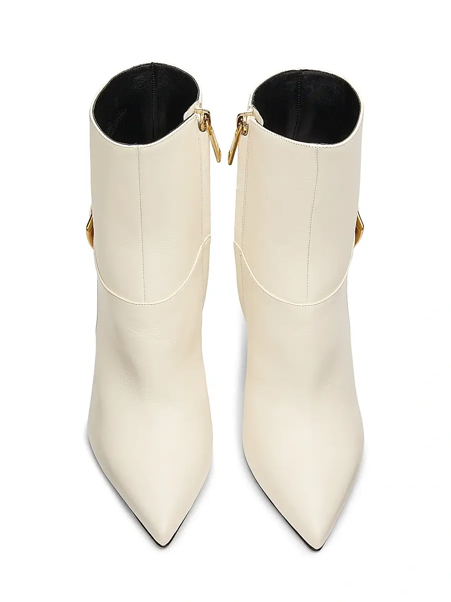 Balmain Women's Anthem 95MM Leather Ankle Boots - Cream | Thumbnail 4