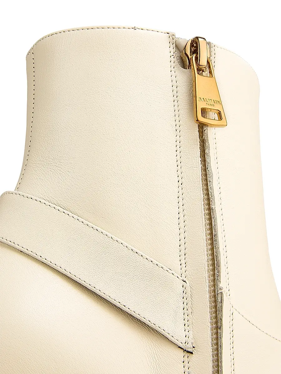 Balmain Women's Anthem 95MM Leather Ankle Boots - Cream | Thumbnail 5