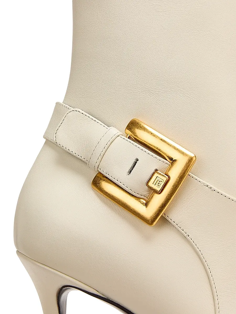 Balmain Women's Anthem 95MM Leather Ankle Boots - Cream | Thumbnail 6