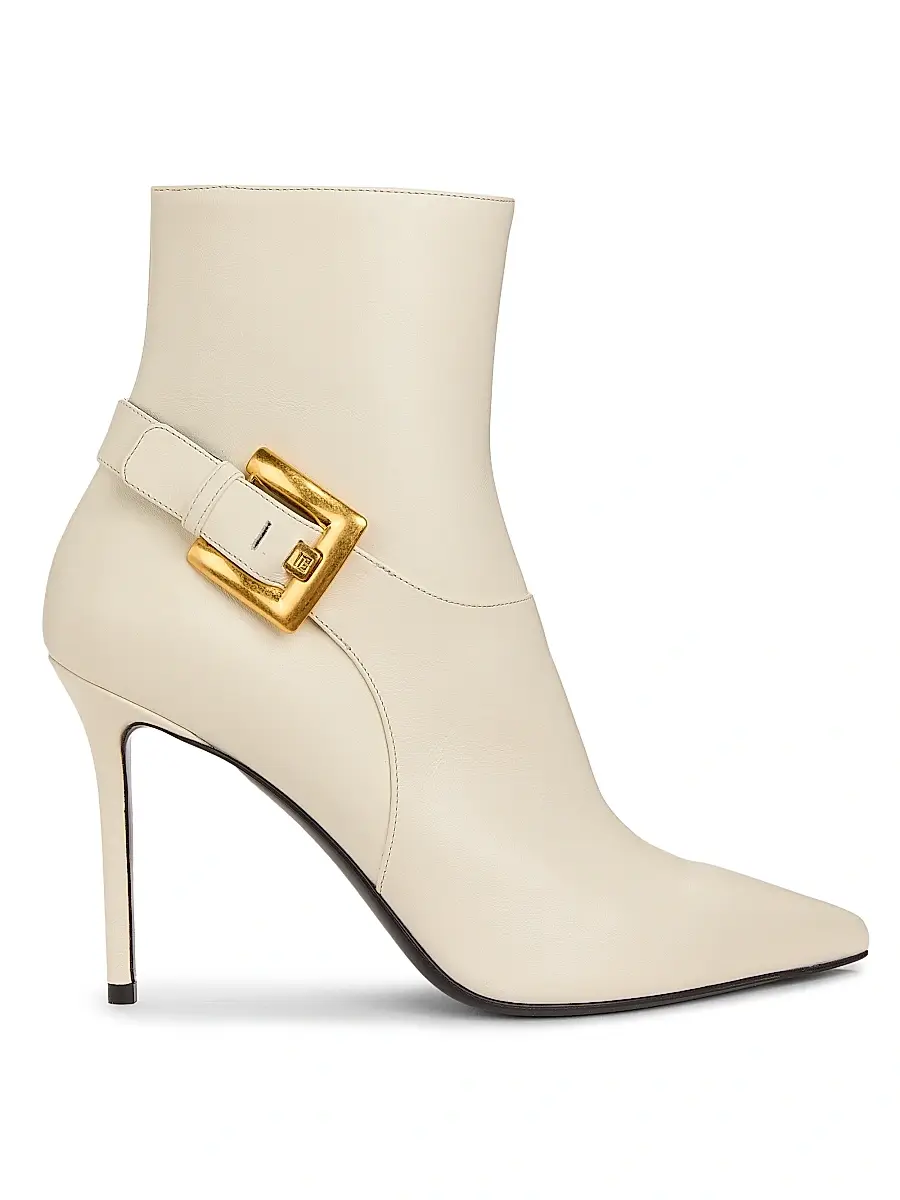 Balmain Women's Anthem 95MM Leather Ankle Boots - Cream | Image 1 Balmain Women's Anthem 95MM Leather Ankle Boots - Cream | Image 1