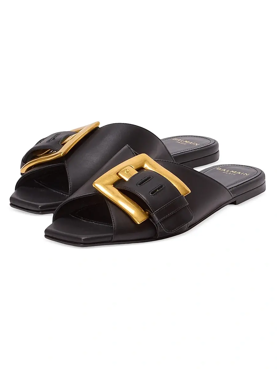 Balmain Women's Anthe Buckle-Accented Leather Sandals - Noir | Thumbnail 2