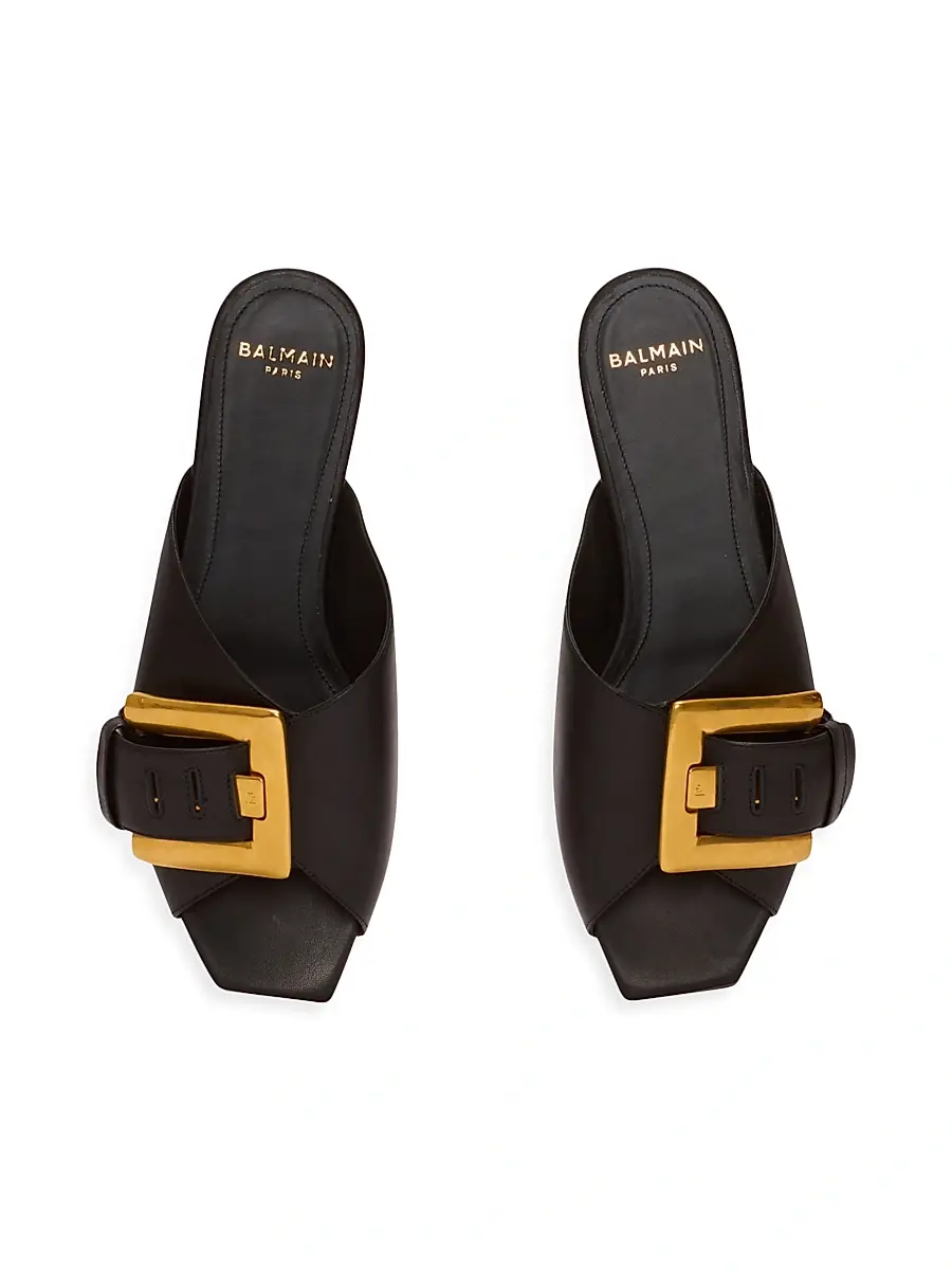 Balmain Women's Anthe Buckle-Accented Leather Sandals - Noir | Thumbnail 4