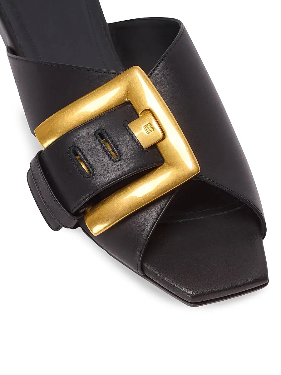 Balmain Women's Anthe Buckle-Accented Leather Sandals - Noir | Thumbnail 6