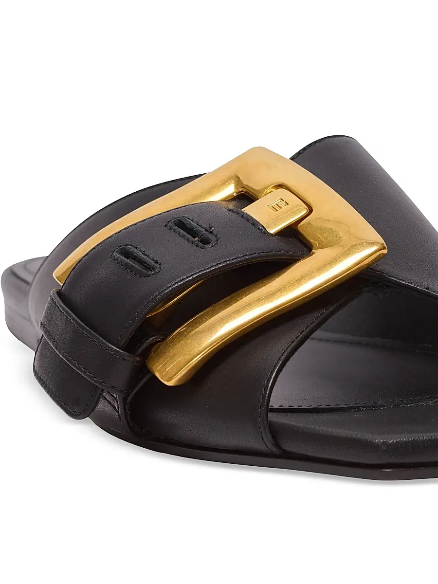 Balmain Women's Anthe Buckle-Accented Leather Sandals - Noir | Thumbnail 7