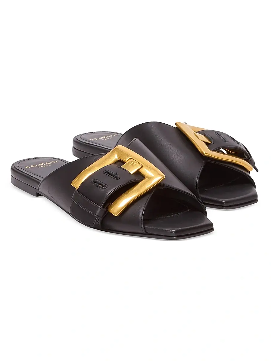 Balmain Women's Anthe Buckle-Accented Leather Sandals - Noir | Image 1 Balmain Women's Anthe Buckle-Accented Leather Sandals - Noir | Image 1