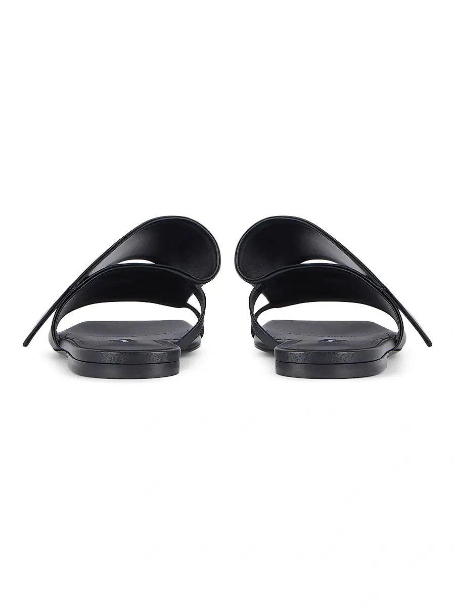 Givenchy Women's Sliced Square Flat Sandals in Leather - Black | Thumbnail 5
