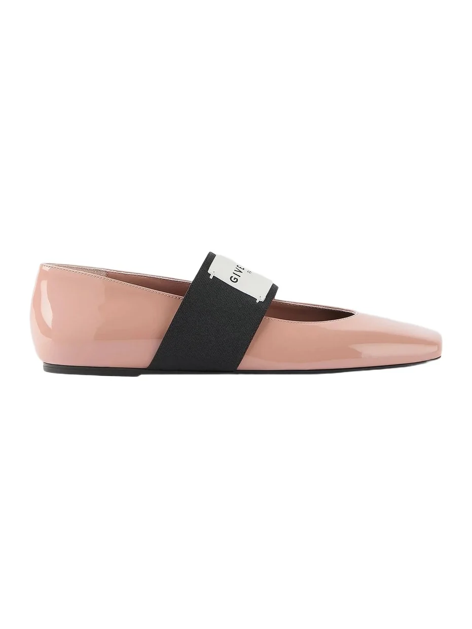 Givenchy Women's Sliced Square Ballerinas in Patent Leather - Powder