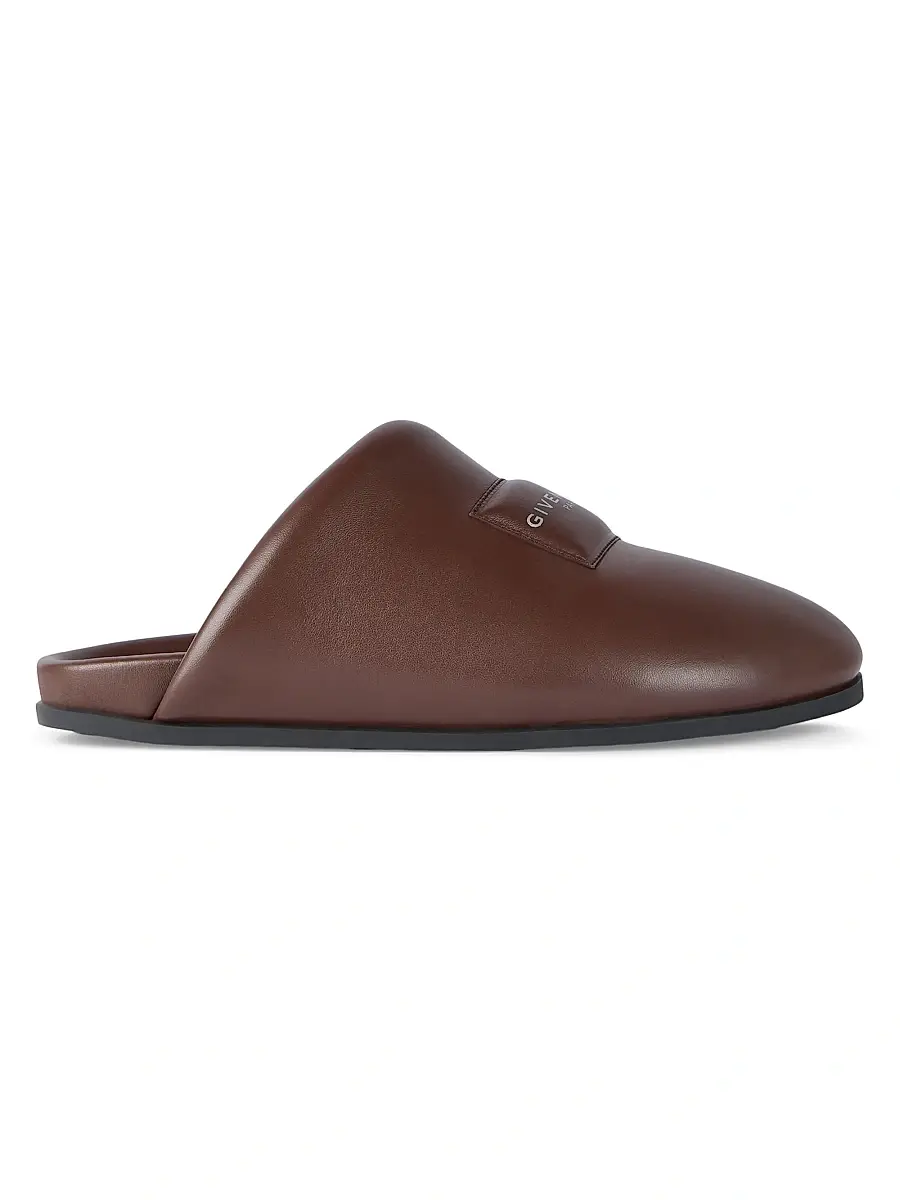 Givenchy Men's Label Flat Mules in Nappa Leather - Brown - Size 11 | Image 1 Givenchy Men's Label Flat Mules in Nappa Leather - Brown - Size 11 | Image 1