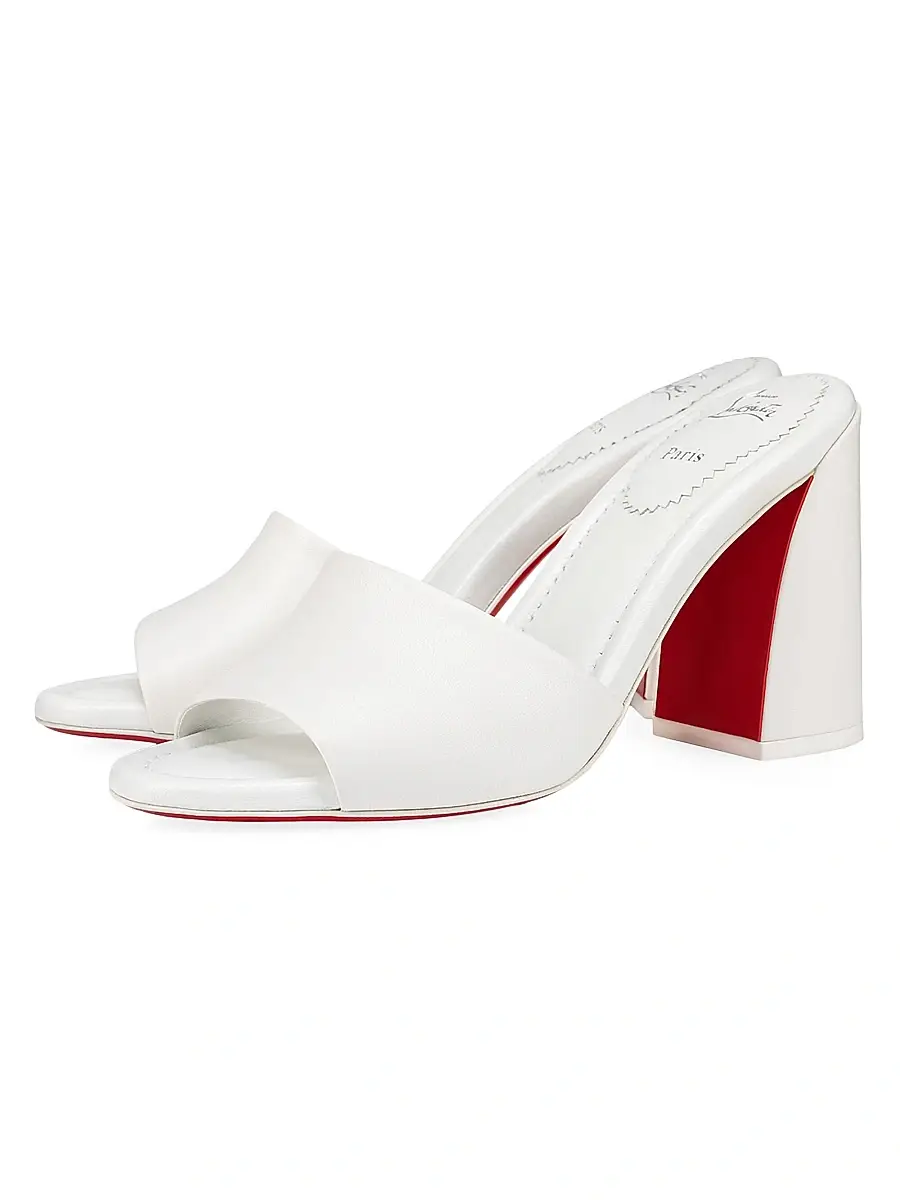 Christian Louboutin Women's Jane 85MM Leather Mules - Bianco | Thumbnail 2 Christian Louboutin Women's Jane 85MM Leather Mules - Bianco | Thumbnail 2