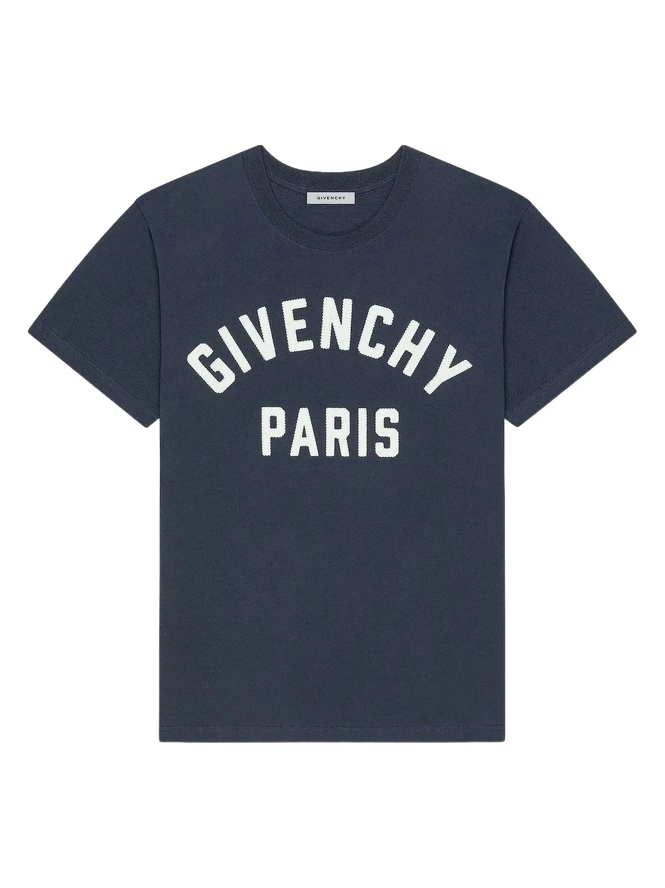 Men's Paris T-Shirt in Cotton - Navy White Men's Paris T-Shirt in Cotton - Navy White