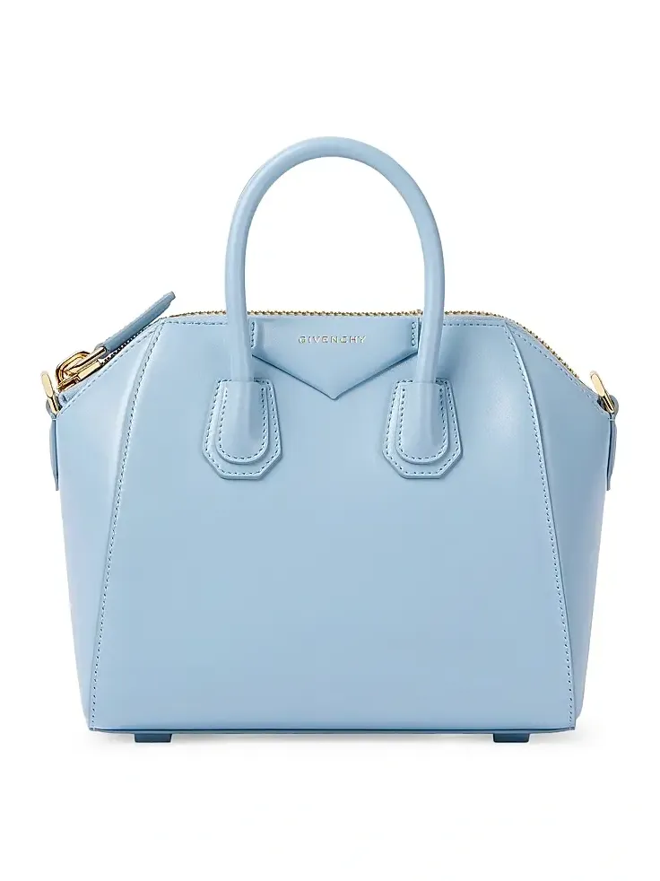 Women's Mini Antigona Top Handle Bag in Box Leather - Light Blue Women's Mini Antigona Top Handle Bag in Box Leather - Light Blue