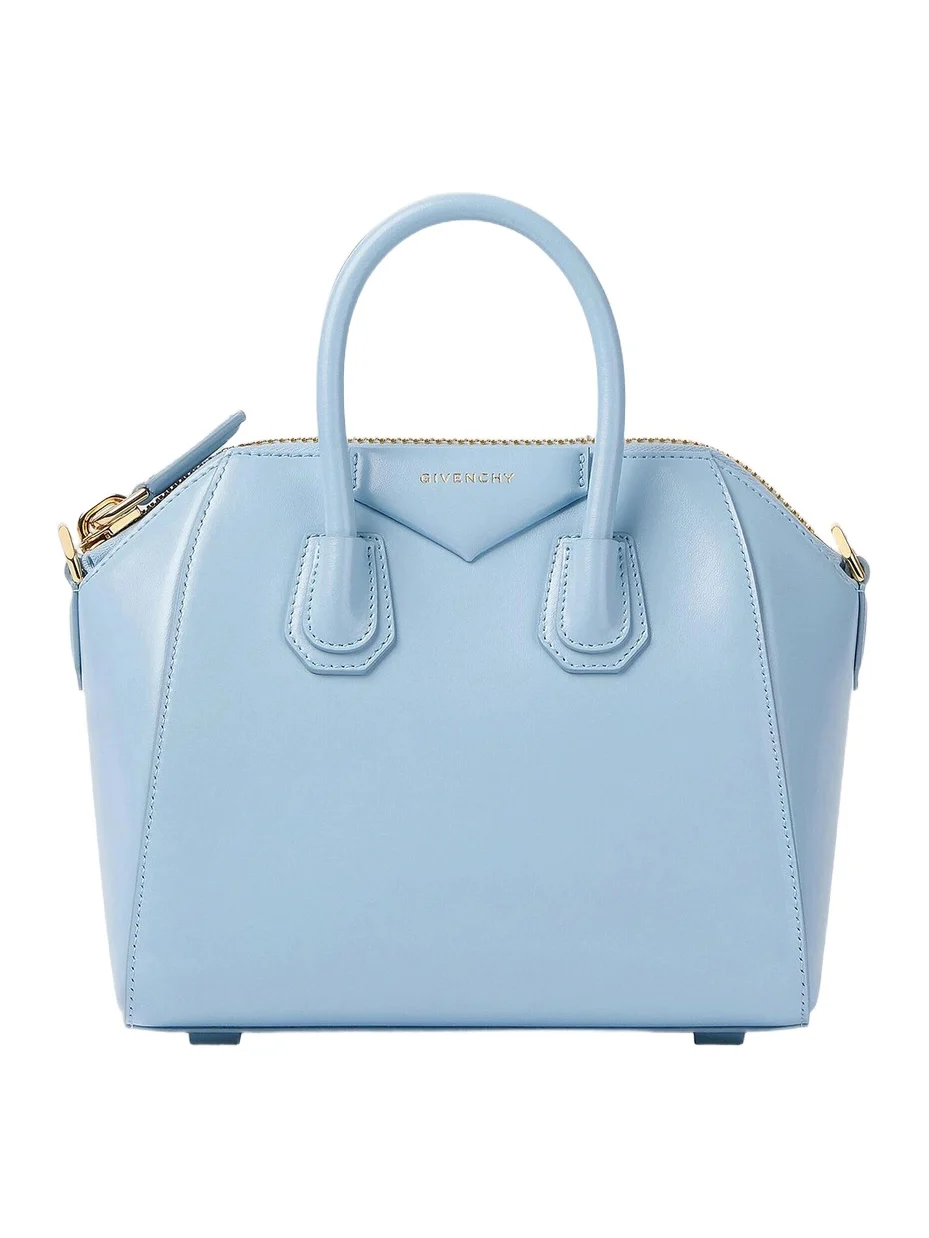 Women's Mini Antigona Top Handle Bag in Box Leather - Light Blue Women's Mini Antigona Top Handle Bag in Box Leather - Light Blue