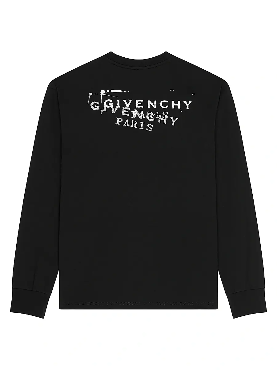 Givenchy Men's T-Shirt in Cotton with Stamp Print - Black | Thumbnail 2 Givenchy Men's T-Shirt in Cotton with Stamp Print - Black | Thumbnail 2