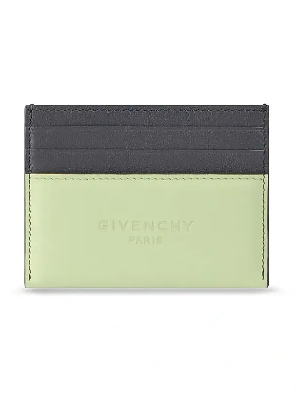 Men's Antigona Stamped Bicolored Card Holder in Leather - Pale Green Men's Antigona Stamped Bicolored Card Holder in Leather - Pale Green