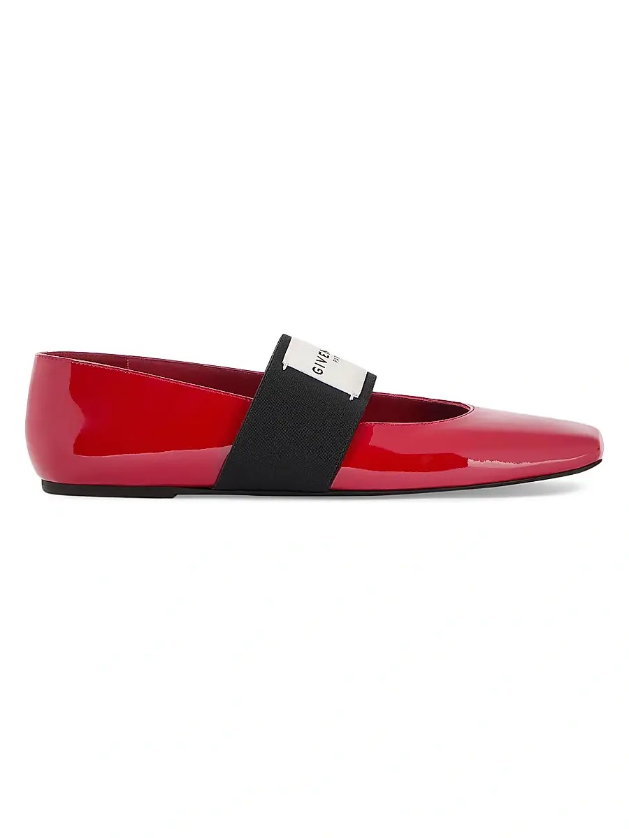 Givenchy Women's Sliced Square Ballerinas in Patent Leather - Deep Red | Image 1 Givenchy Women's Sliced Square Ballerinas in Patent Leather - Deep Red | Image 1