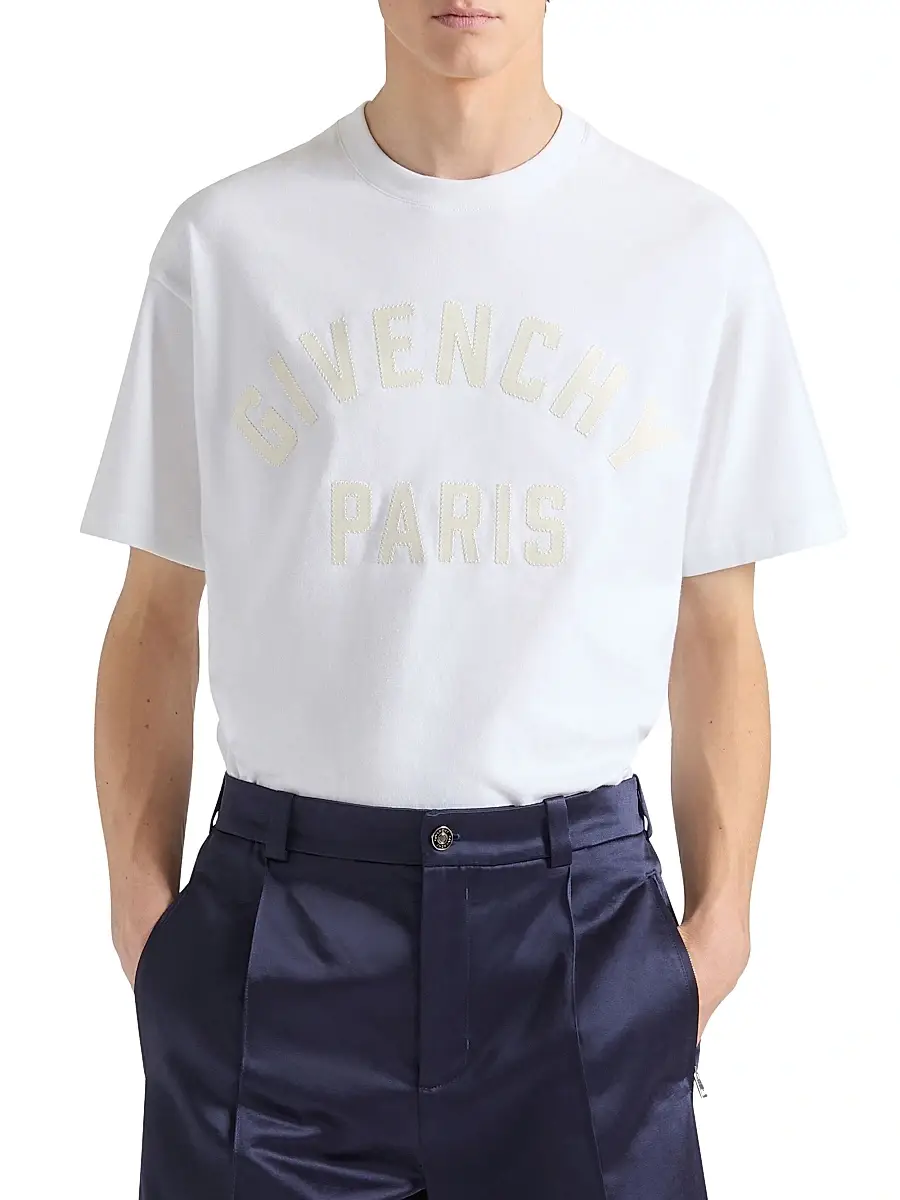 Givenchy Men's Paris T-Shirt in Cotton - White | Thumbnail 2