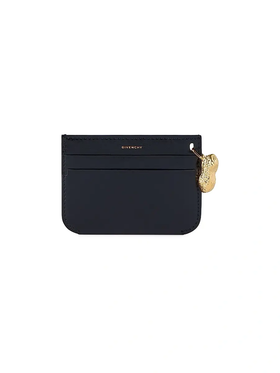 Women's Lucky Charms Card Holder in Box Leather - Black