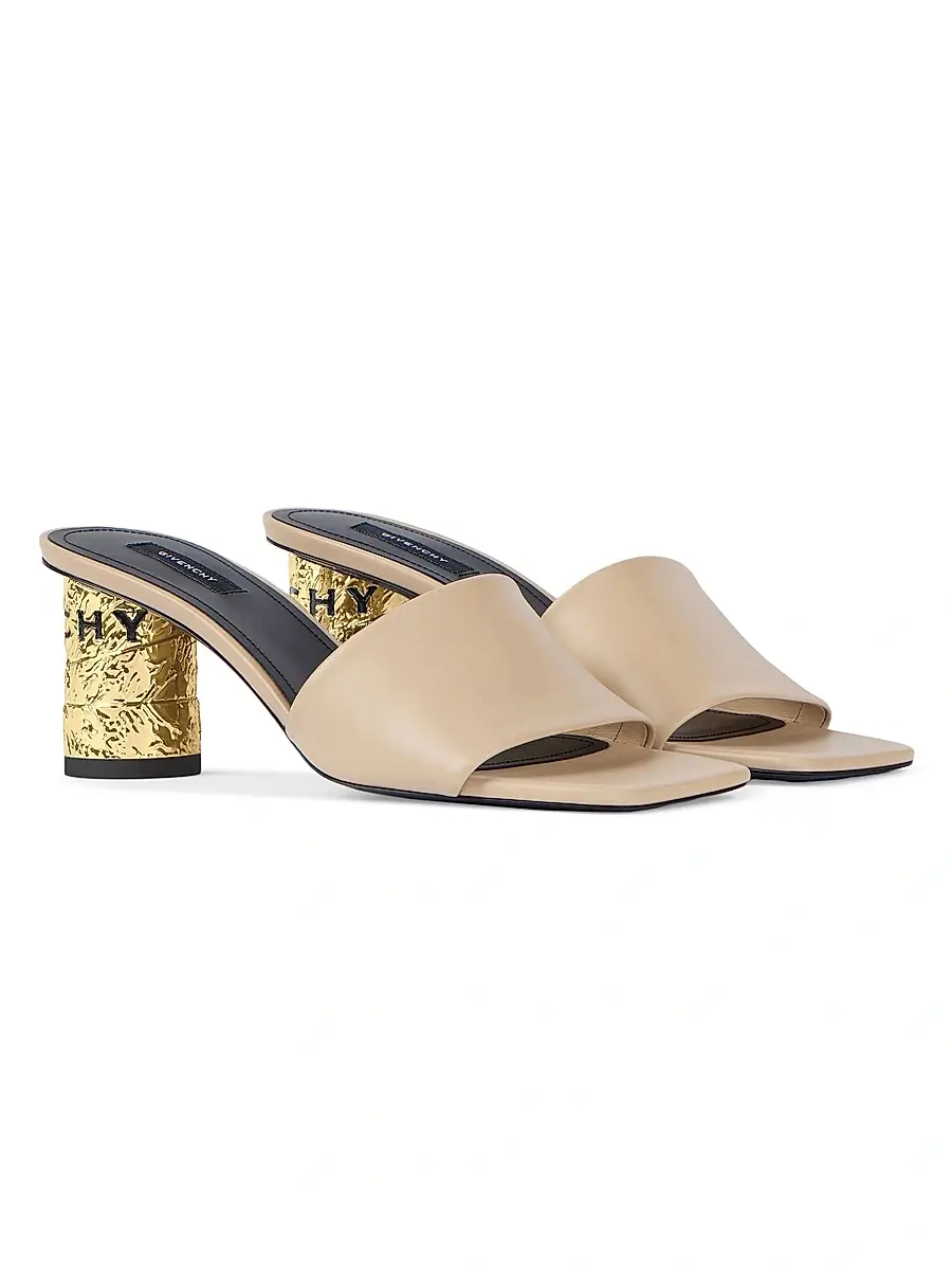 Givenchy Women's Tape Heeled Mules in Leather - Beige | Thumbnail 2