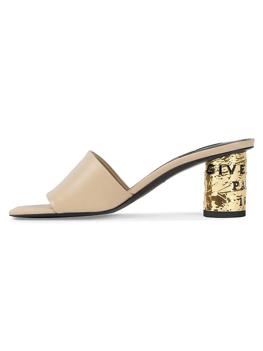 Givenchy Women's Tape Heeled Mules in Leather - Beige | Thumbnail 3
