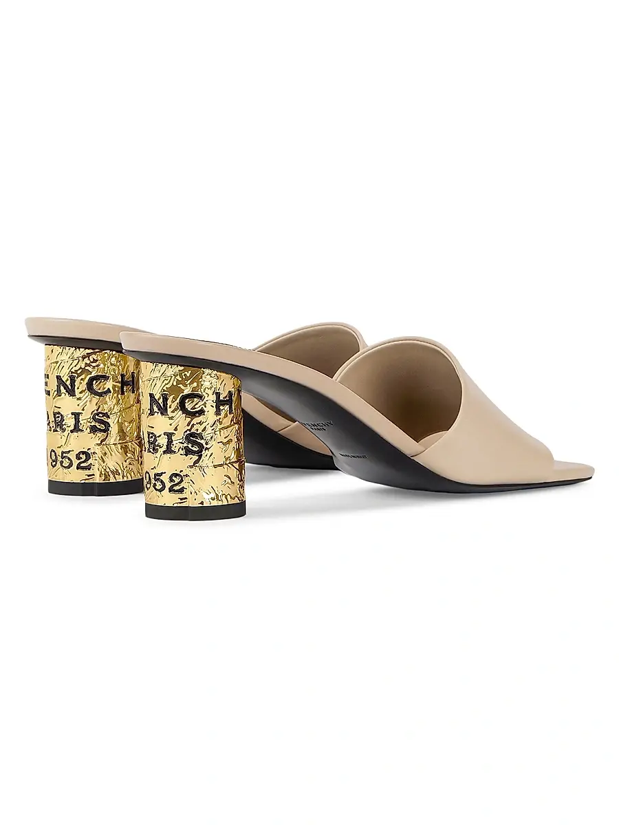 Givenchy Women's Tape Heeled Mules in Leather - Beige | Thumbnail 4