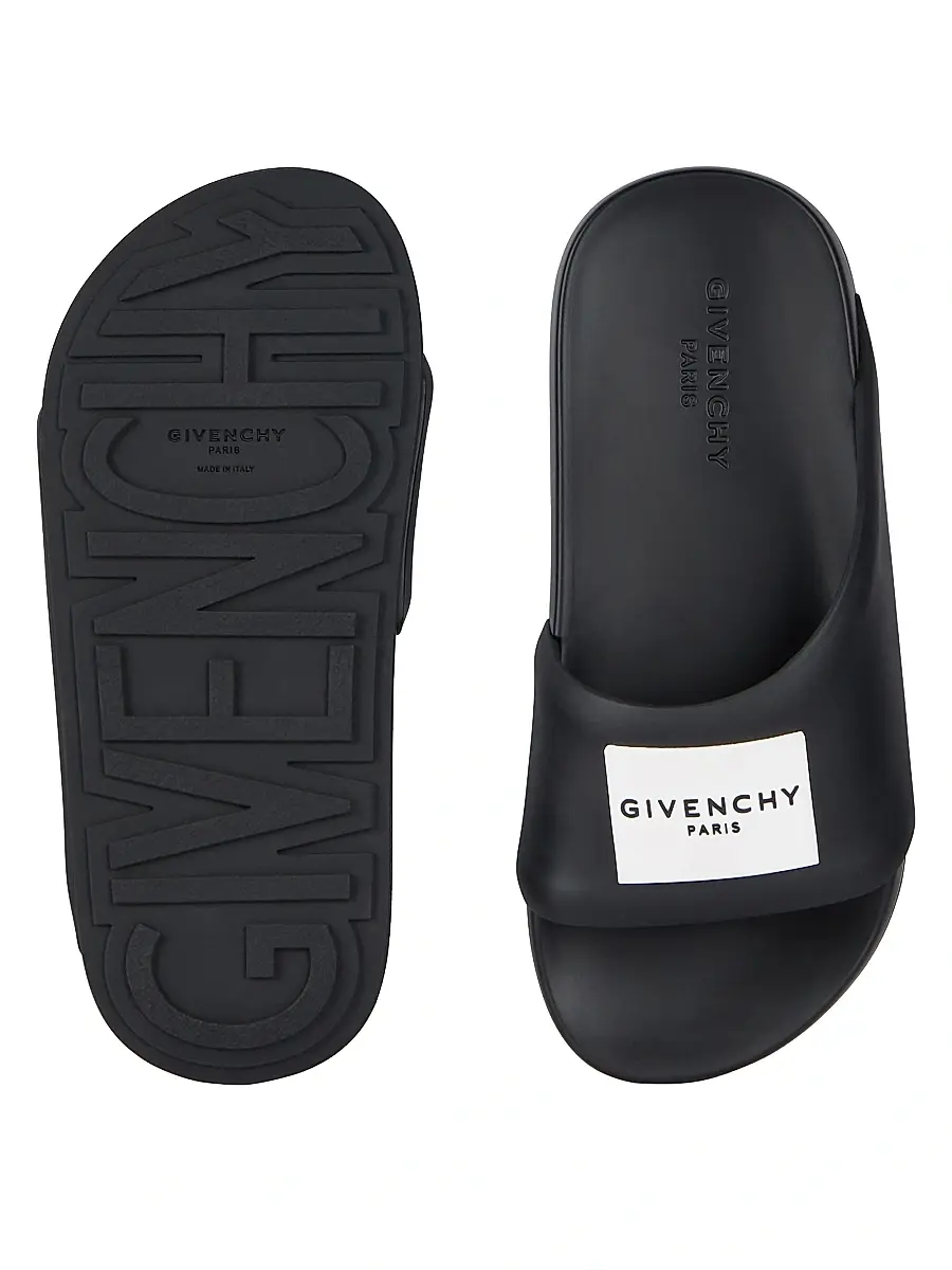 Givenchy Women's Label Flat Mules in Rubber - Black | Thumbnail 3