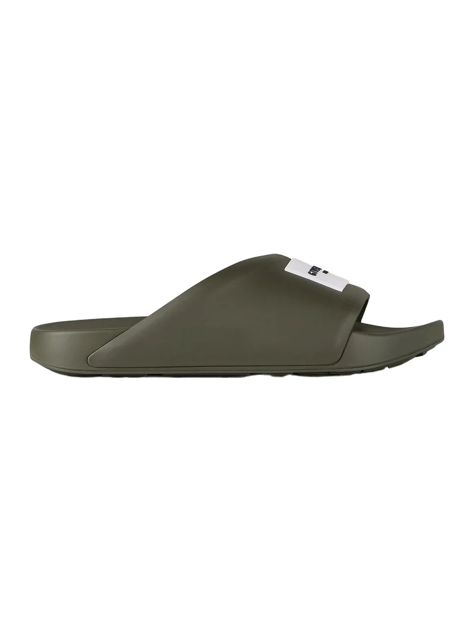 Givenchy Men's Label Slide Flat Mules in Rubber - Khaki