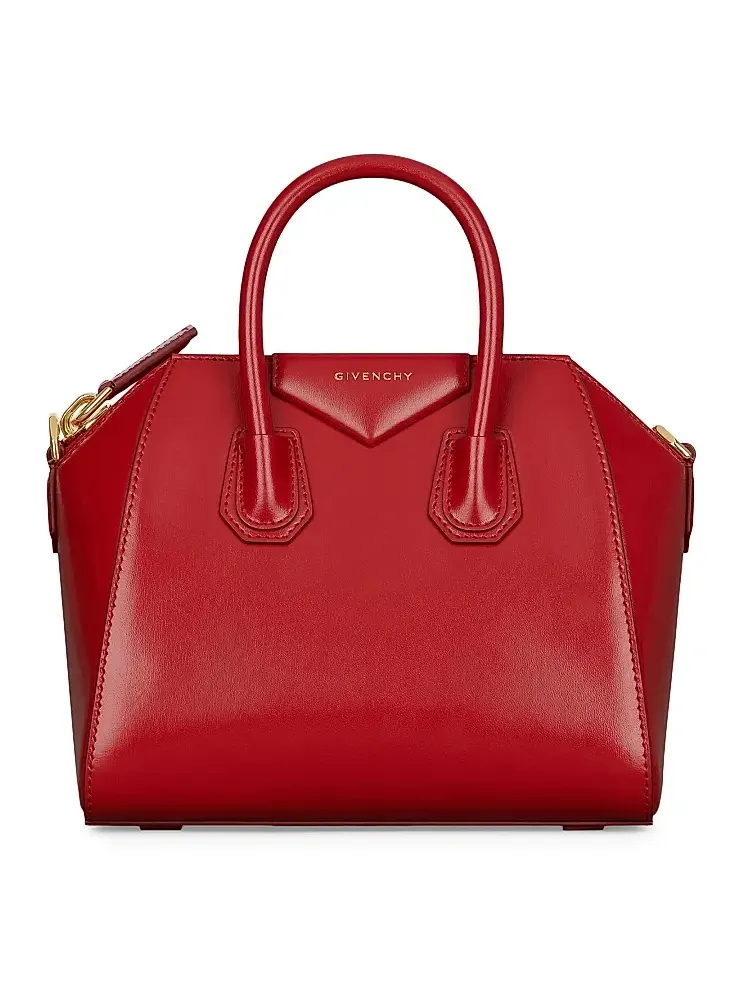 Women's Mini Antigona Top Handle Bag in Box Leather - Vermillon Women's Mini Antigona Top Handle Bag in Box Leather - Vermillon