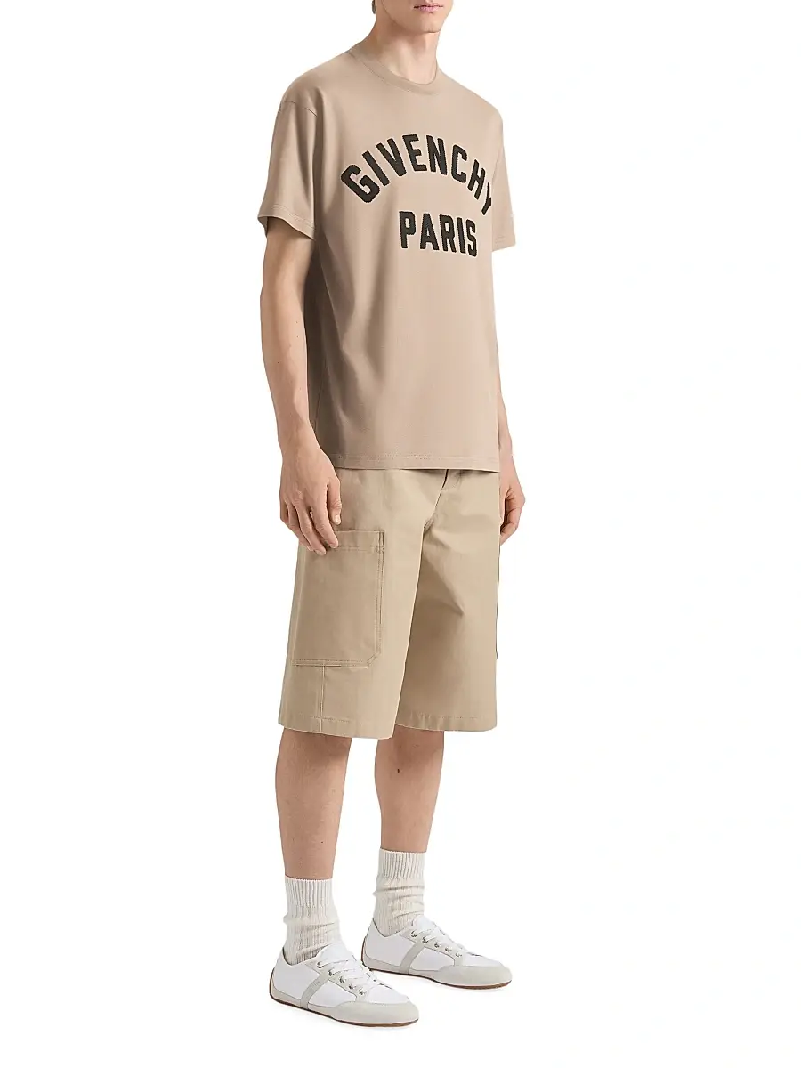 Givenchy Men's Paris T-Shirt in Cotton - Beige Black | Thumbnail 3 Givenchy Men's Paris T-Shirt in Cotton - Beige Black | Thumbnail 3