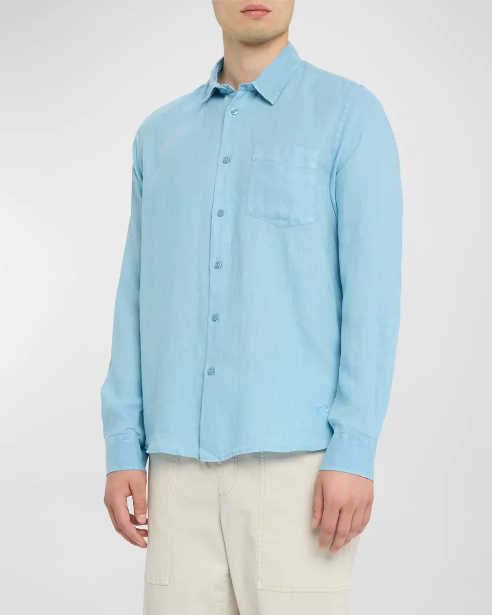 Vilebrequin Men's Linen Sport Shirt | Thumbnail 4 Vilebrequin Men's Linen Sport Shirt | Thumbnail 4
