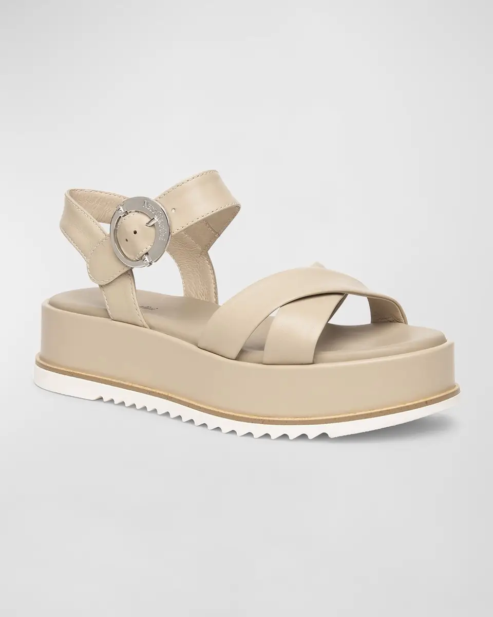 NeroGiardini Calfskin Crisscross Flatform Sandals | Thumbnail 2