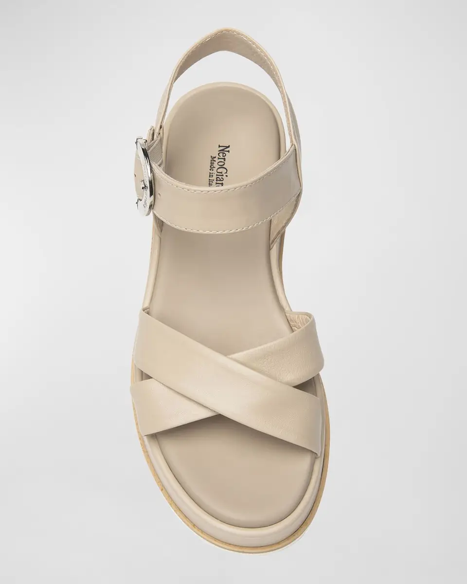 NeroGiardini Calfskin Crisscross Flatform Sandals | Thumbnail 4