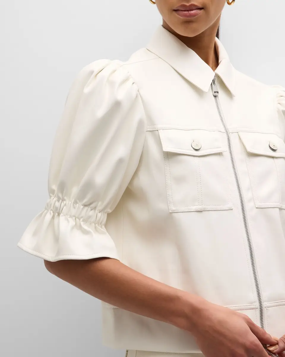 Cinq à Sept Holly Cropped Vegan Leather Jacket | Thumbnail 5