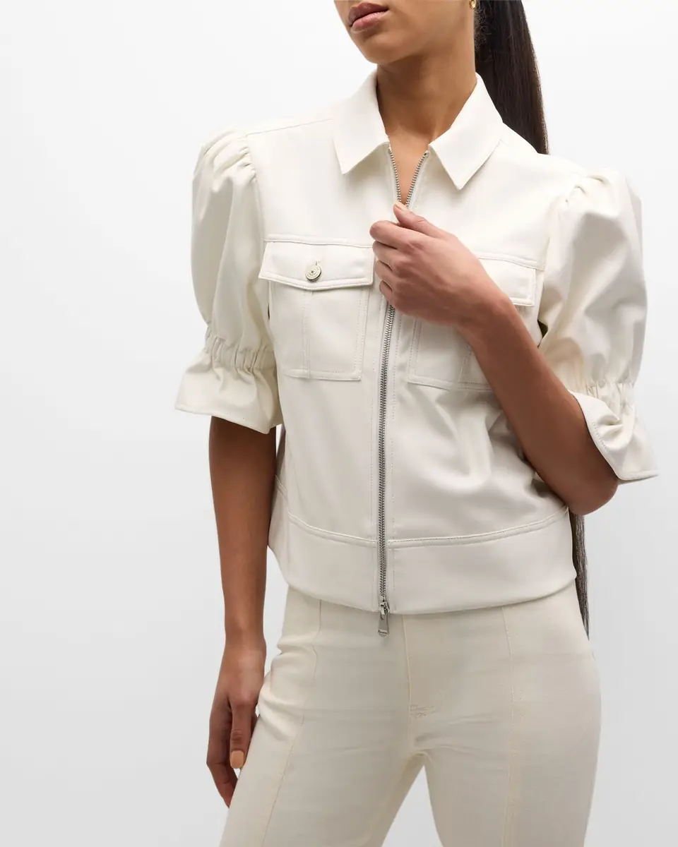 Cinq à Sept Holly Cropped Vegan Leather Jacket | Thumbnail 7